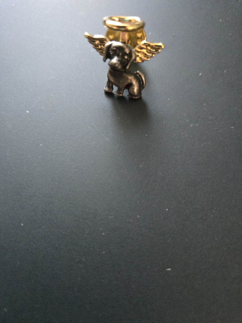 Gold and Bronze Winged Puppy Pet Lapel Pin - Unbranded